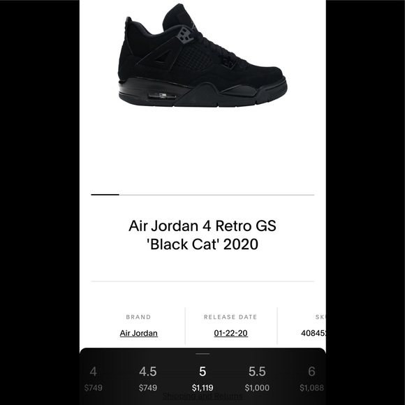 Air Jordan black cat size